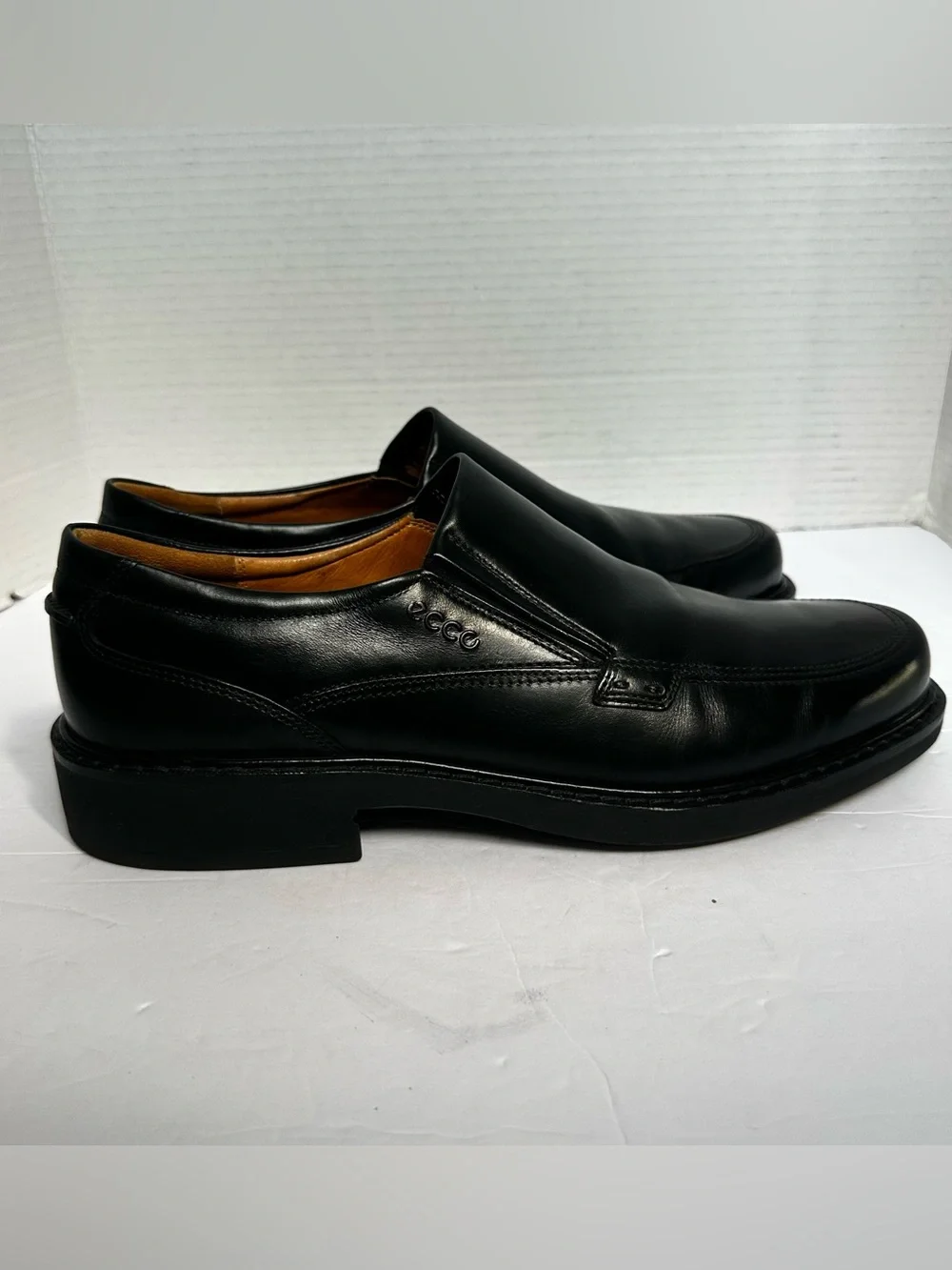 ECCO Men's Black Holton Slip-On Leather Business Loafers- Size 44/ US 10/10.5